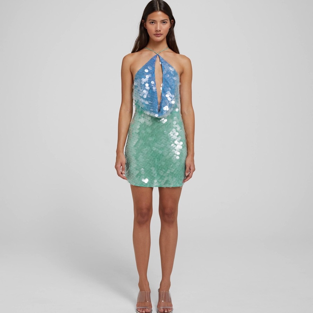 Rat & Boa KIKI Dress Blue and Green Sequin Bodycon Dress